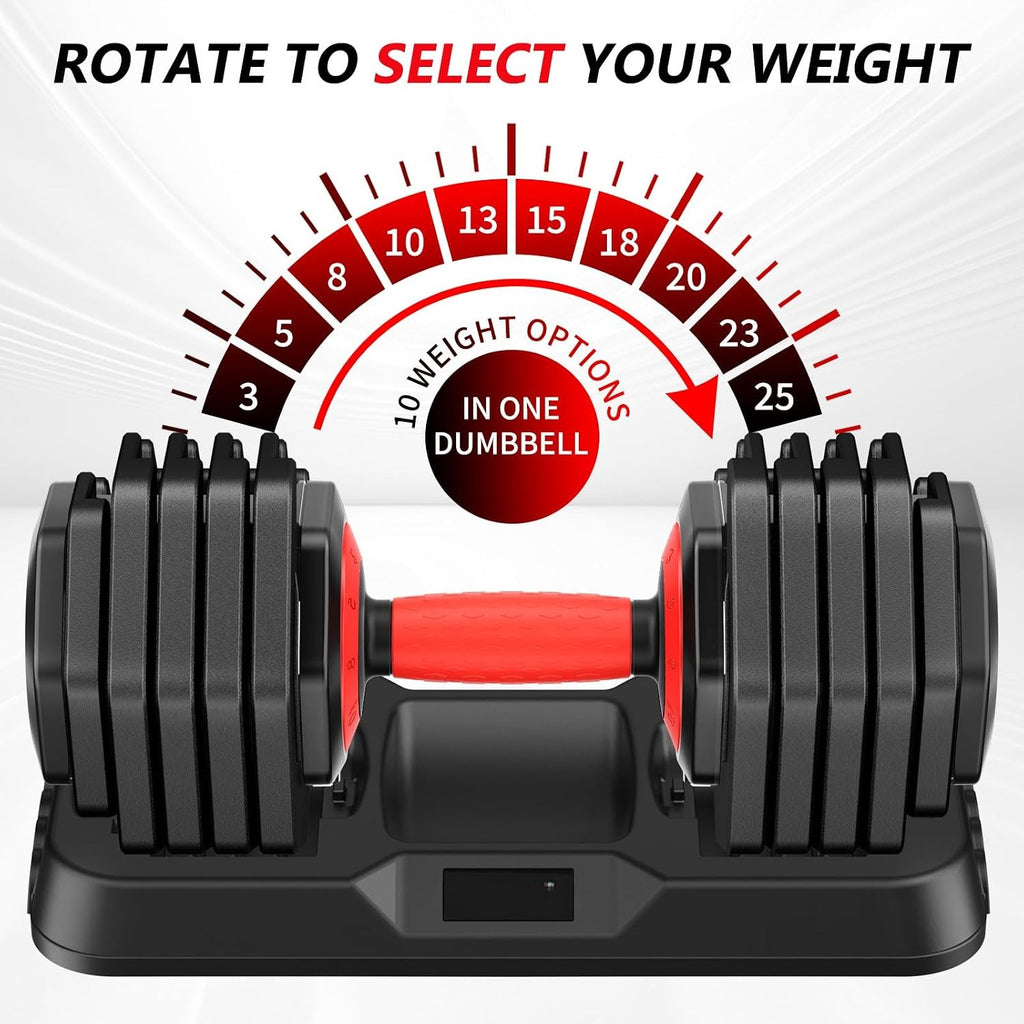 25/50LB 10-in-1 Adjustable Dumbbells Pair