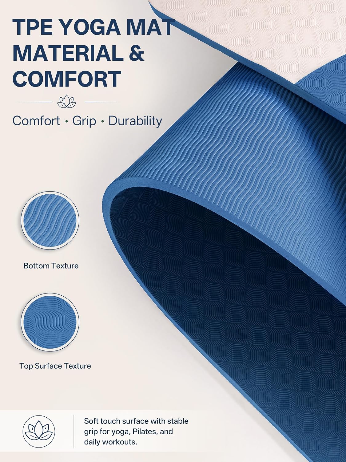 10mm Non Slip Yoga Mat 73"x28"