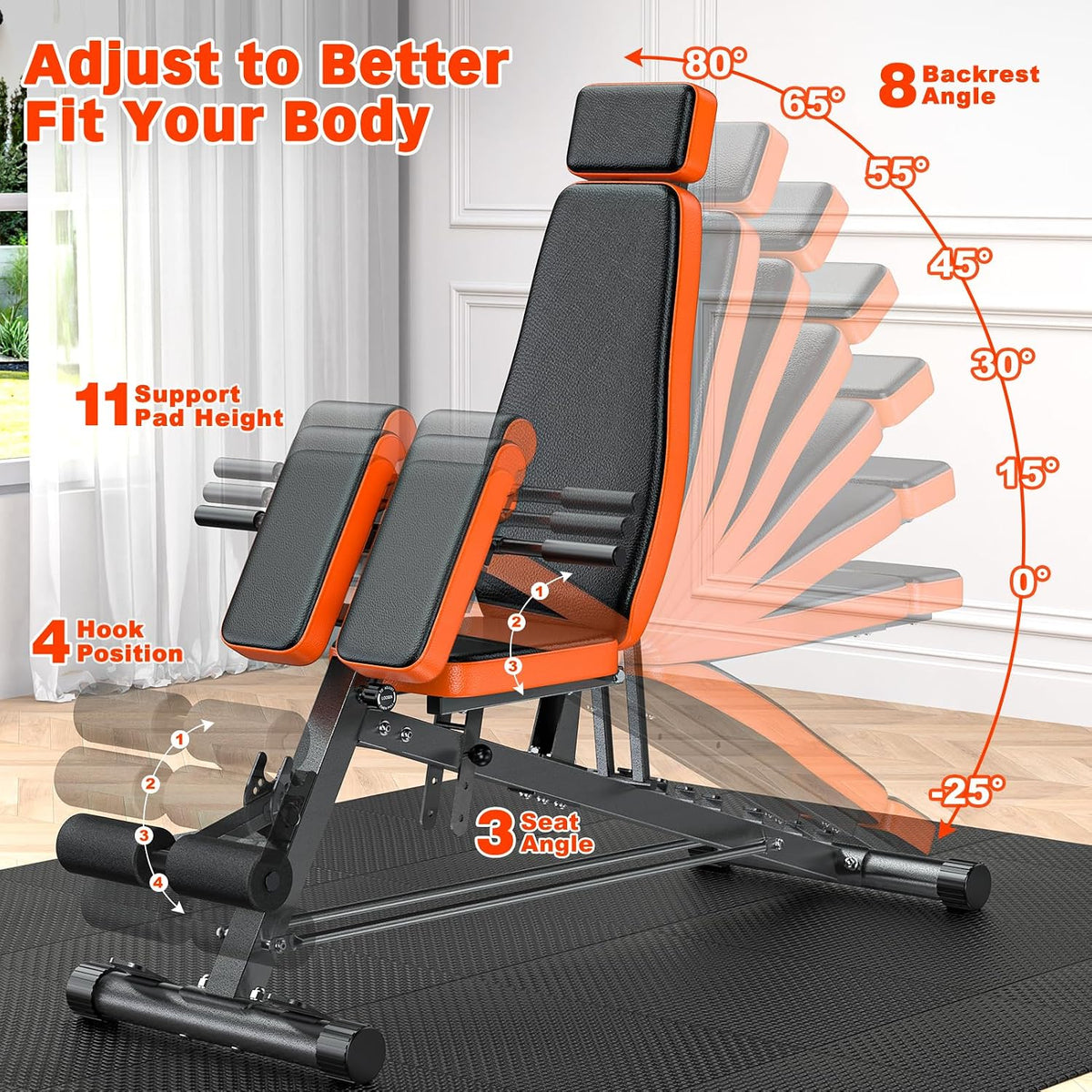 1000LBS Adjustable Roman Chair Bench