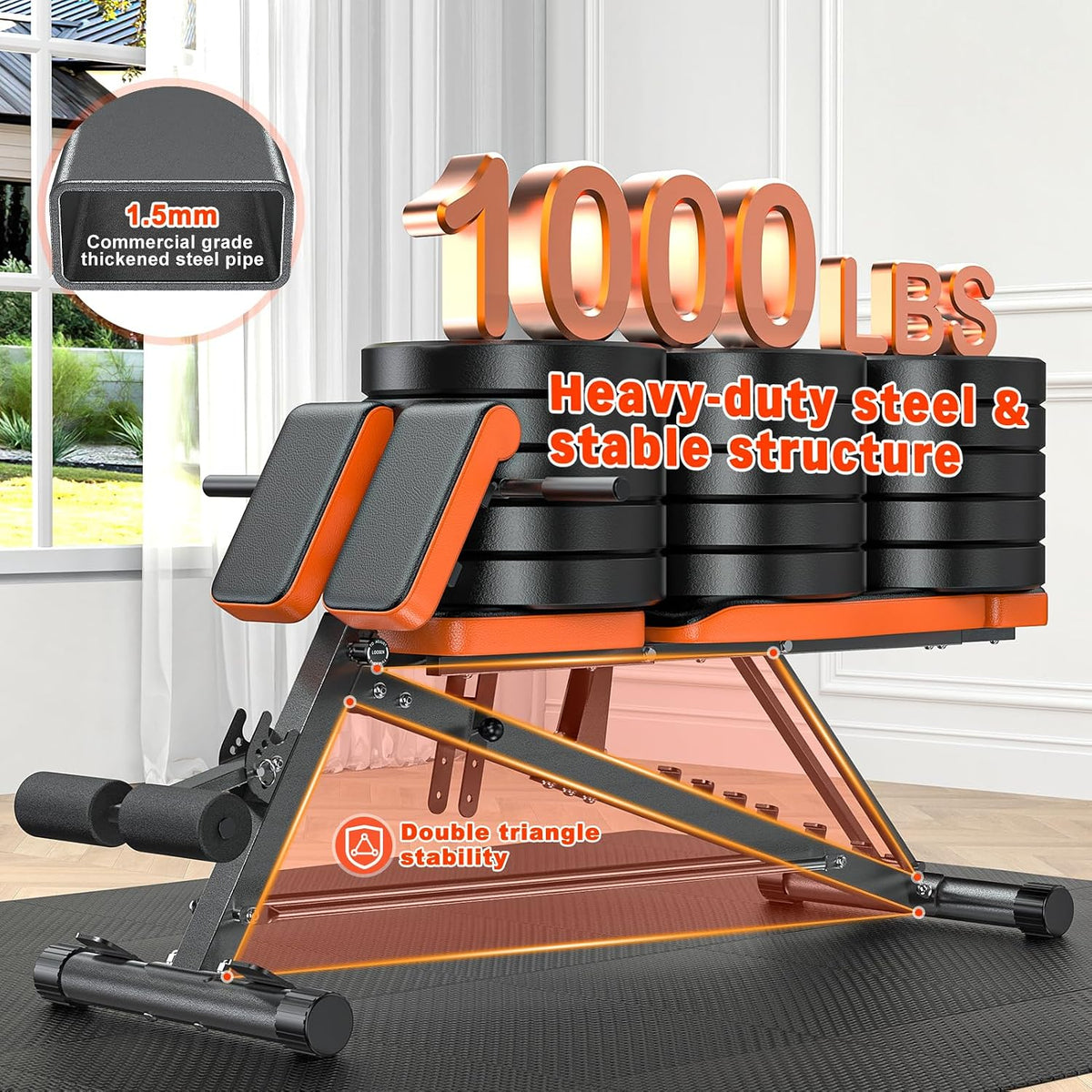 1000LBS Adjustable Roman Chair Bench