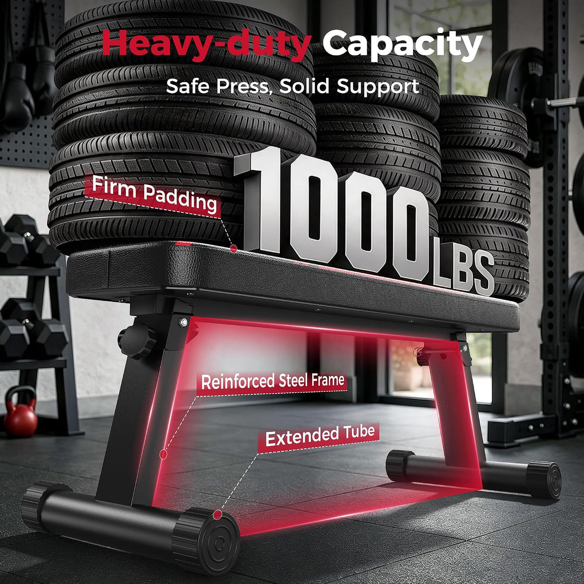 1000LBS Foldable Flat Weight Bench