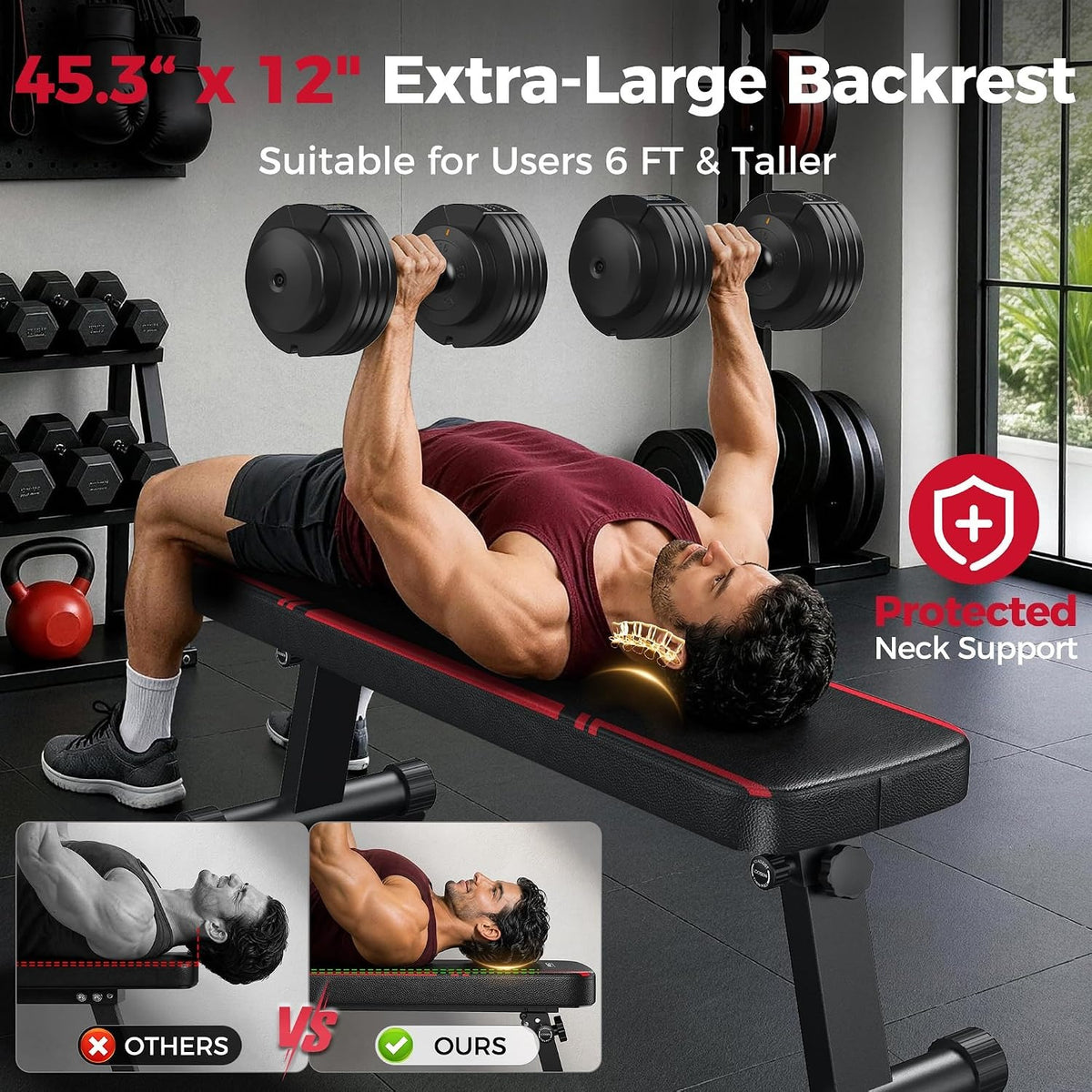 1000LBS Foldable Flat Weight Bench