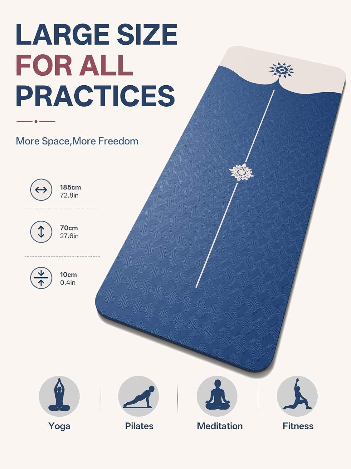 10mm Non Slip Yoga Mat 73"x28"